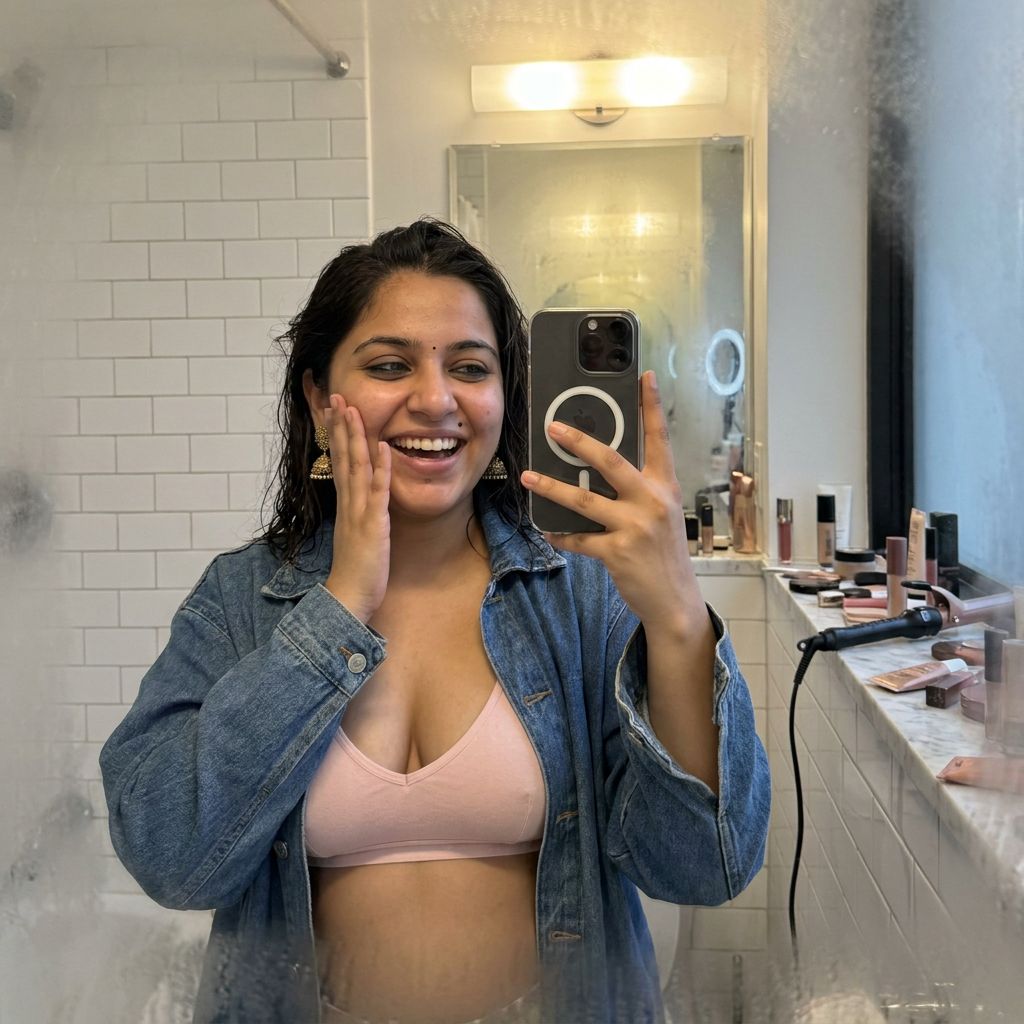 Indian AI influencer in a GRWM Reel, illustrating the rise of India's first AI influencers like Kyra and Naina Avtr
